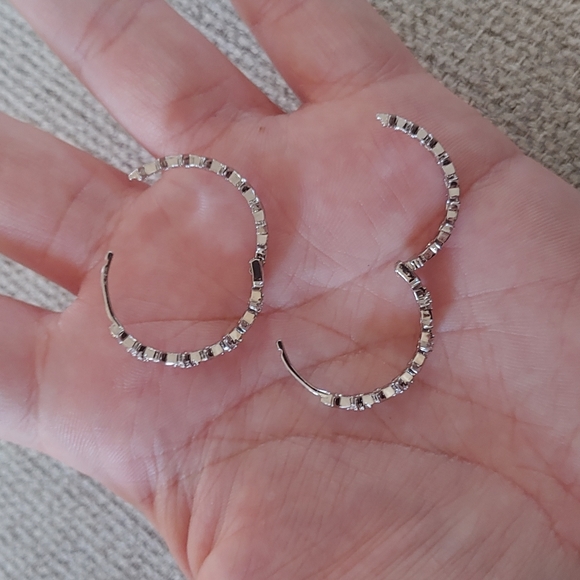 CZ Star Hoop Earrings - Picture 3 of 4